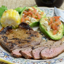 Grilled Iberico Skirt Steaks With Pico De Gallo and Grilled Avocados Recipe