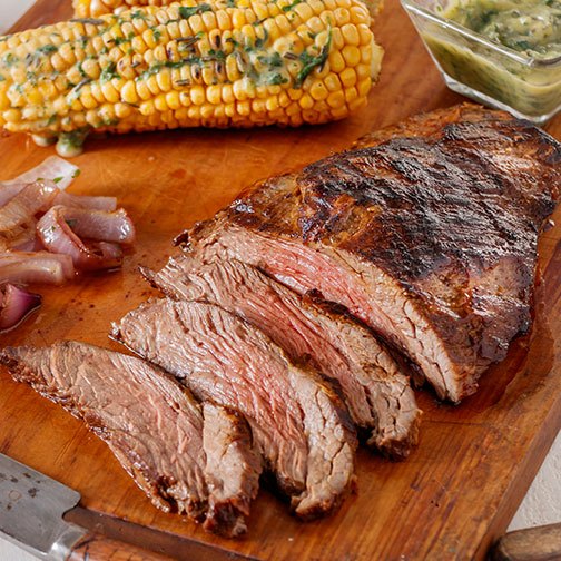 Marinated Grilled Flank Steak with Grilled Corn Recipe
