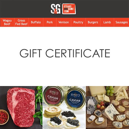 Steaks And Game Emailed Gift Certificate